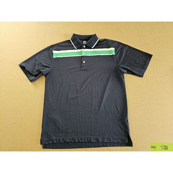 FootJoy Polo Mens Large Blue Striped Club Performance Golf Shirt - Picture 9 of 9